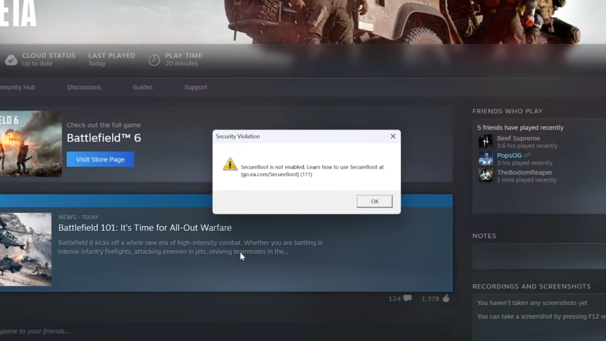 Enable Secure Boot in BIOS for Battlefield 6